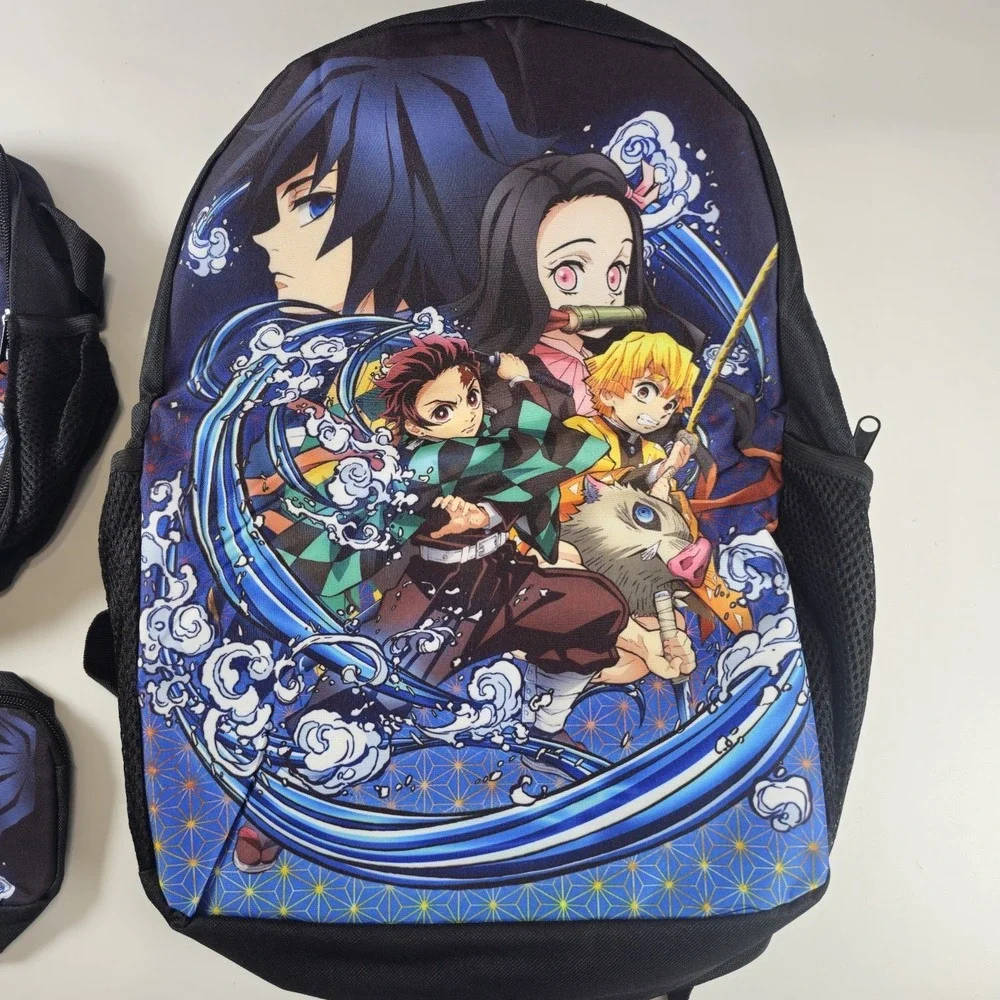 Demon Slayer Backpack Lunch Bag Pencil Case Set Anime Kids School Bag 3 Piece